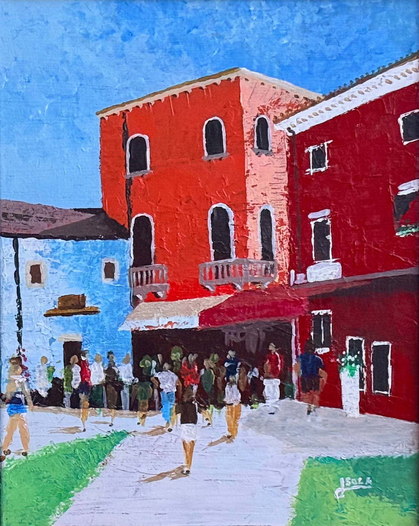 Original acrylic painting of Burano, Italy by Javi Sola