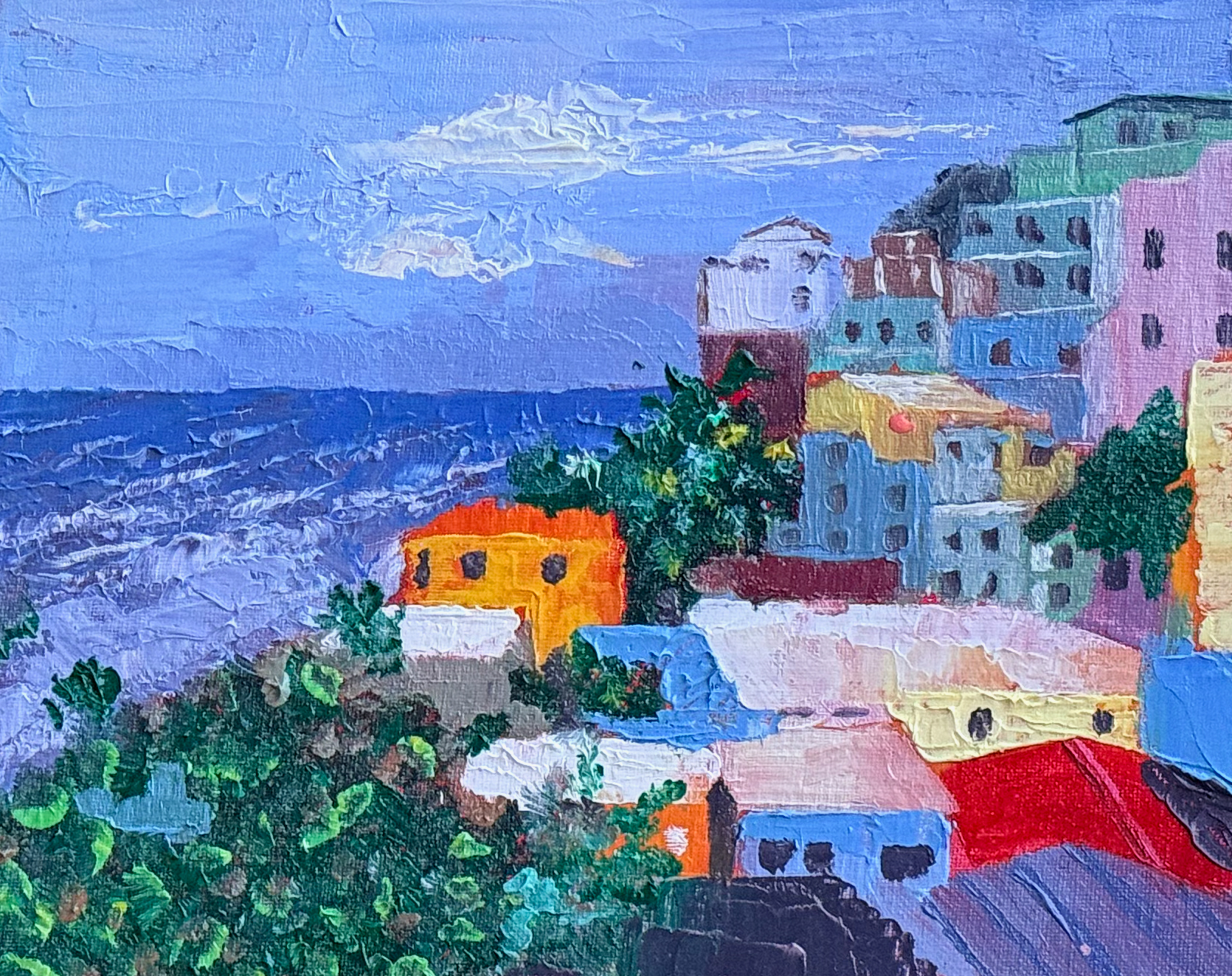 Original oil painting of La Perla, San Juan by Javi Sola