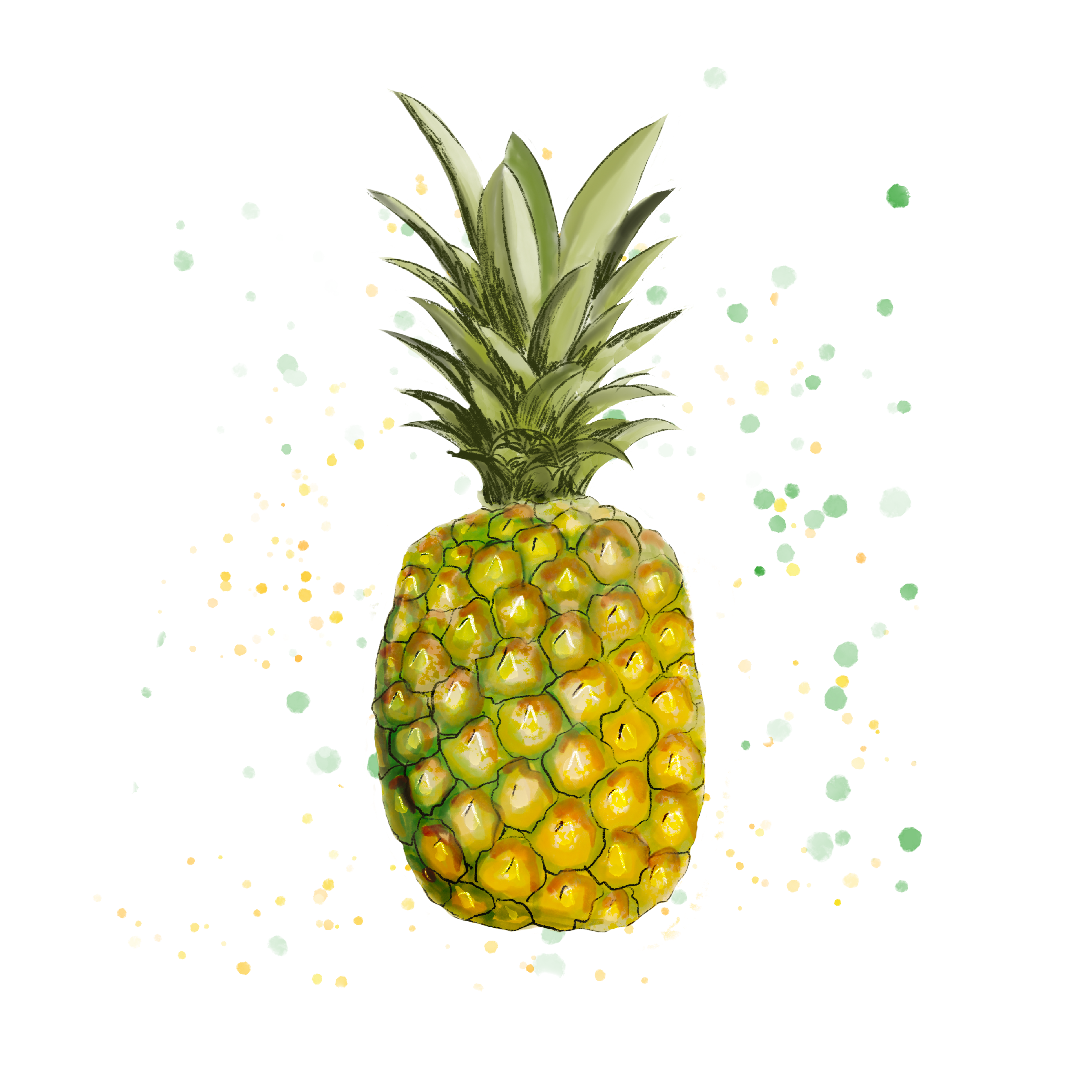 Food illustration of a pineapple by Javi Sola