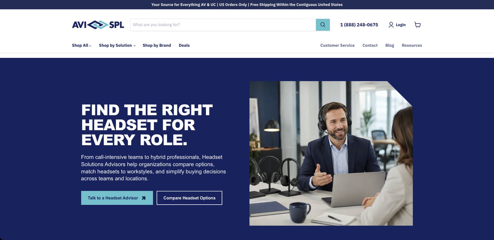Headset Solutions Advisors hub page hero, built by Javi Sola